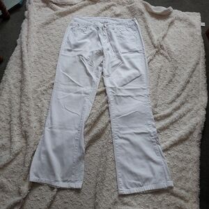 White Flare Wide Leg Semi Sheer Lightweight Relaxed Fit Jeans Summer Spring
